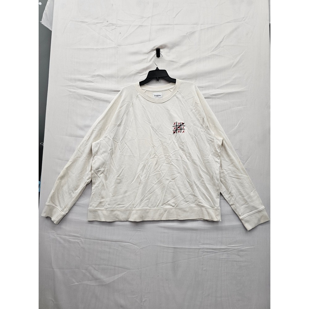 Goodfellow & Co Mens Pullover‎ Sweatshirt White Cotton Relaxed Size XXL